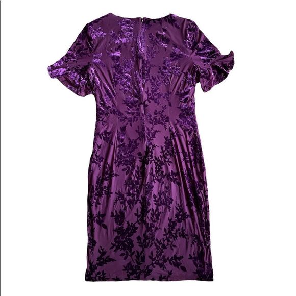 NWOT Calvin Klein Velvet Burnout Short Flutter Sleeve Sheath Dress size 6 - Picture 4 of 9